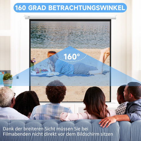 Rootz Beamer Canvas - Projector Screen - Motorized Cinema Experience - Remote Control - 172 x 172 cm - White