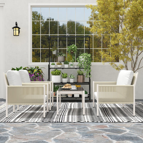 Rootz Poly Rattan Garden Furniture Set - Outdoor Lounge - Patio Sofa Set - Comfortable Seating - 116cm x 68cm x 82cm