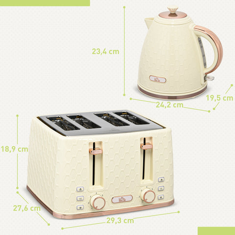 Rootz 2-in-1 Kitchen Set Toaster - Kettle Combo - Breakfast Appliance - Quick Cooking - 29.3x27.6x18.9 cm & 24.2x19.5x23.4 cm
