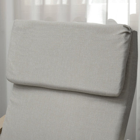 Rootz Armchair Set - Reclining Chair with Footstool - Linen Look - Wooden Frame - Lightweight & Compact - Breathable Cover - Light Grey - 66.5cm x 80cm x 99cm