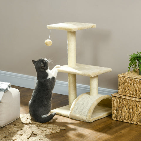 Rootz Scratch Tree - Cat Tower - Climbing Post - Plush Bales - 40cm x 35cm x 72cm - Protects Furniture