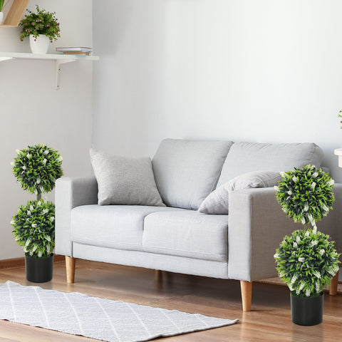 Rootz 2 Set Artificial Plants - Fake Lavender Trees - UV-Resistant Houseplant - Low Maintenance - 70cm x 15cm x 12.8cm