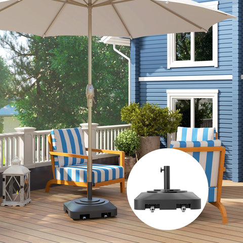 Rootz Garden Umbrella Stand - Parasol Base - Fillable Stand - Stability & Mobility - 48cm x 48cm x 32.5cm