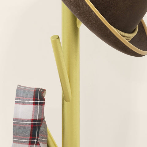 Rootz Wardrobe Stand - Cloakroom Stand - Coat Rack - 8 Hooks - Marble Base for Stability - Ø 32 x 164h cm - Gold & White Elegance