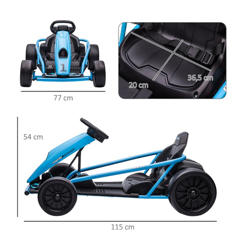 Rootz Electric Drift Go-Kart - Blue - Speedy Drifting - Horn & Music - Safe & Comfortable - 115cm x 77cm x 54cm