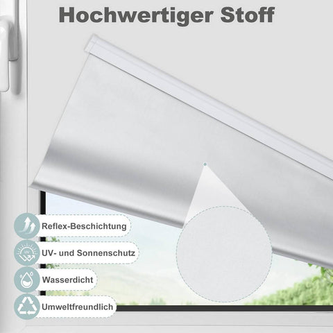 Rootz Indoor Roller Blind - Blackout Blind - Light Blocking Shade - Thermal Insulation - Cordless Design - White - 90x150cm