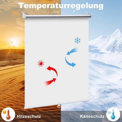 Rootz Indoor Roller Blind - Blackout Blind - Light Blocking Shade - Thermal Insulation - Cordless Design - White - 90x150cm