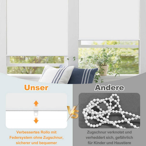 Rootz Dilk Rollo Klemmfix Thermorollo - Blackout Roller Blinds - Light Blocking Shades - Privacy & Thermal Insulation - 95x150cm