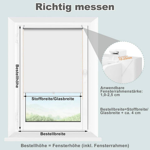 Rootz Indoor Roller Blind - Blackout Blind - Light Blocking Shade - Thermal Insulation - Cordless Design - White - 90x150cm