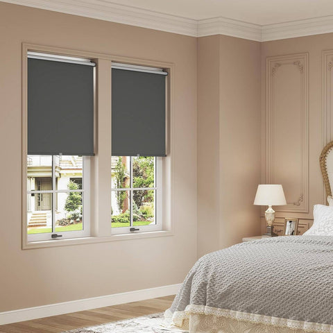 Rootz Cordless Roller Blind - Darkening Blinds - Thermal Insulation Shades - Sun & Privacy Protection - 70x150cm Grey- Blocks 100% Sunlight