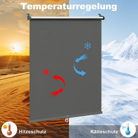 Rootz Roller Blind - Thermal Blind - Sunshade Blinds - 100% Light Shielding - 100x150cm - White, Grey