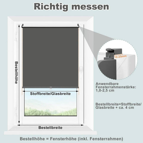 Rootz Roller Blind - Thermal Blind - Sunshade Blinds - 100% Light Shielding - 100x150cm - White, Grey