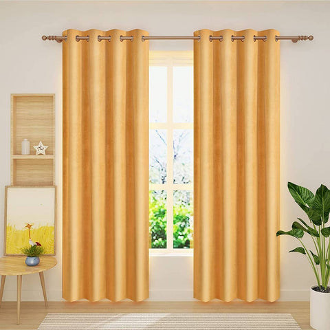 Rootz Mustard Curtain with Eyelets - Drapes - Light Blocking Curtains - Thermal Insulation - 140x270 cm