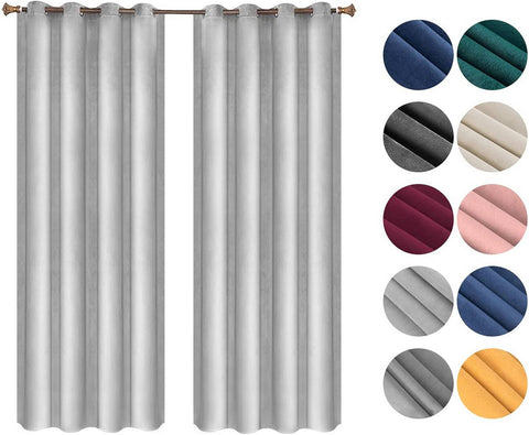 Rootz Dignification Curtains Set - Eyelet Curtains -Grey Drapes - Energy-Saving & Sound-Absorbing - 140x245cm