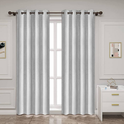 Rootz Dignification Curtains Set - Eyelet Curtains -Grey Drapes - Energy-Saving & Sound-Absorbing - 140x245cm
