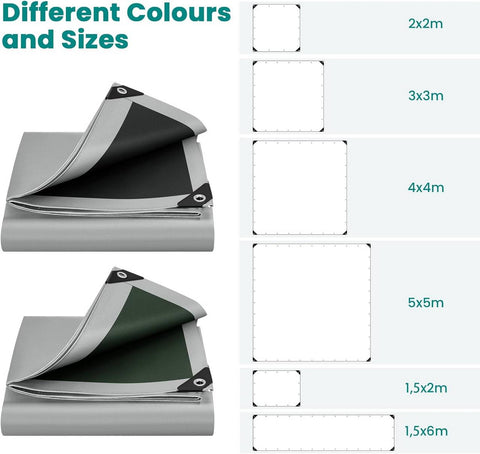 Rootz Ultimate Protection Waterproof Tarpaulin - Weatherproof Cover - Heavy-Duty Tarp - Durable, Versatile, Easy to Use - Reinforced Edges - 5m x 5m