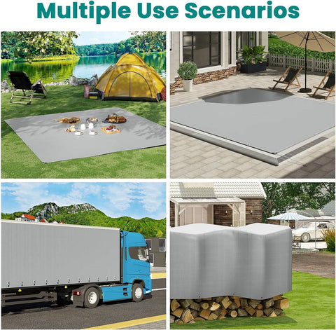 Rootz Waterproof Tarpaulin - Heavy-Duty Tarp - All-Purpose Cover - Tear-Resistant, UV Protection, Easy Setup - 4m x 5m - Polyethylene Fabric