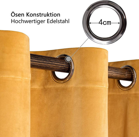 Rootz Curtain Set - Window Drapes - Energy Efficient Curtains - Heat & Cold Repellent - 140x270cm Yellow
