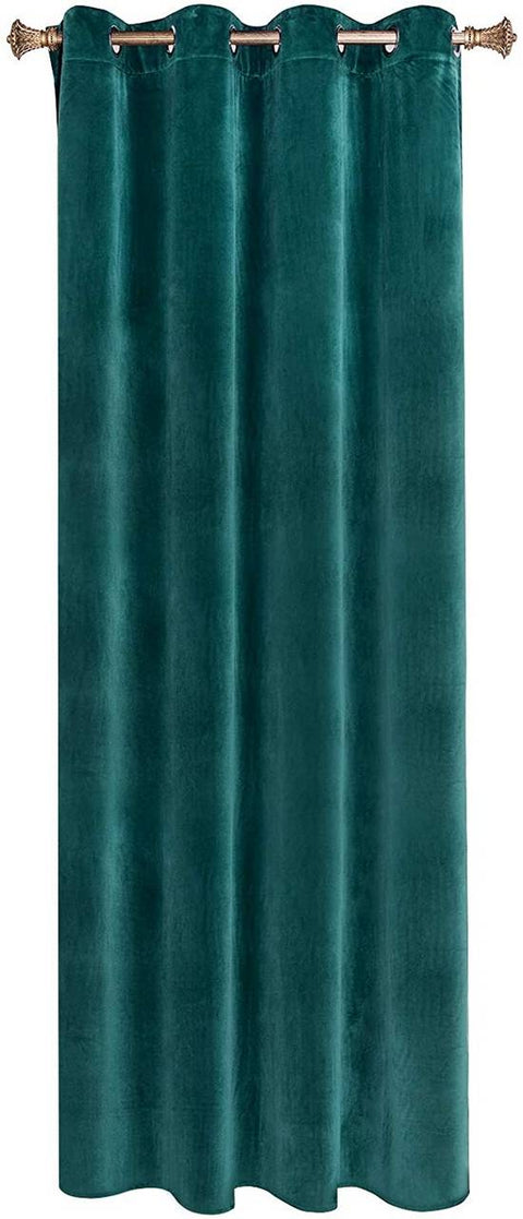 Rootz Green Curtain - Eyelet Curtains - Velvet Drapes - Thermal Insulation - 140x245 cm