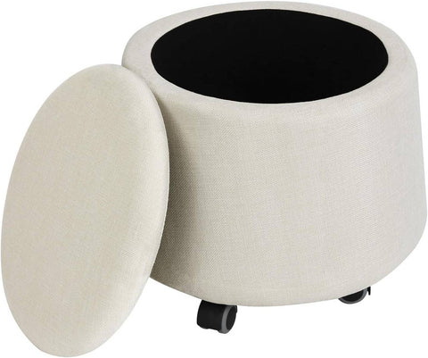 Rootz Multifunctional Ottoman - Storage Stool - Versatile Footrest - Comfortable Linen Upholstery - Hidden Storage - Easy Mobility - 35cm x 40cm