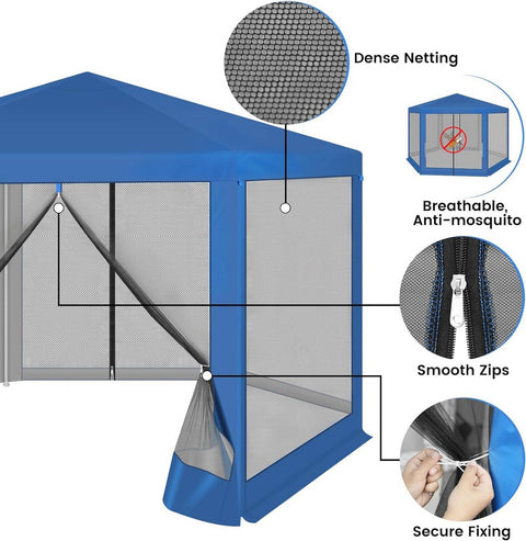 Rootz Outdoor Gazebo - Garden Pavilion - Protective Shelter - UV and Shade Protection - Breathable Mosquito Net - Easy Assembly - 380cm x 250cm x 328cm