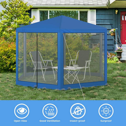 Rootz Outdoor Gazebo - Garden Pavilion - Protective Shelter - UV and Shade Protection - Breathable Mosquito Net - Easy Assembly - 380cm x 250cm x 328cm