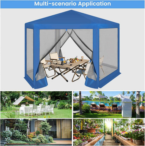 Rootz Outdoor Gazebo - Garden Pavilion - Protective Shelter - UV and Shade Protection - Breathable Mosquito Net - Easy Assembly - 380cm x 250cm x 328cm