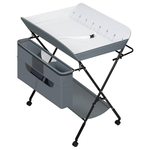 Rootz Adjustable Baby Changing Table - Diaper Station - Nursery Furniture - Safe and Secure with Safety Locks - Height Adjustable for Comfort - Portable with Storage - 77cm x (95-101)cm x 76cm