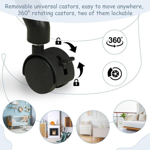 Rootz Adjustable Baby Changing Table - Diaper Station - Nursery Furniture - Safe and Secure with Safety Locks - Height Adjustable for Comfort - Portable with Storage - 77cm x (95-101)cm x 76cm