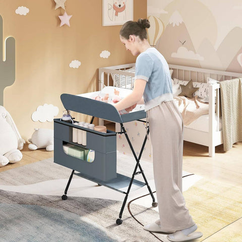Rootz Adjustable Baby Changing Table - Diaper Station - Nursery Furniture - Safe and Secure with Safety Locks - Height Adjustable for Comfort - Portable with Storage - 77cm x (95-101)cm x 76cm