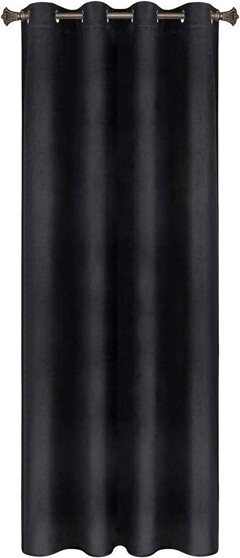 Rootz Black Darkening Curtain - Insulating Velvet Drapes - Thermal Blinds - Privacy Enhancing - 140x225 cm