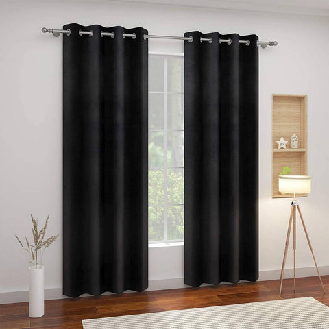 Rootz Black Darkening Curtain - Insulating Velvet Drapes - Thermal Blinds - Privacy Enhancing - 140x225 cm