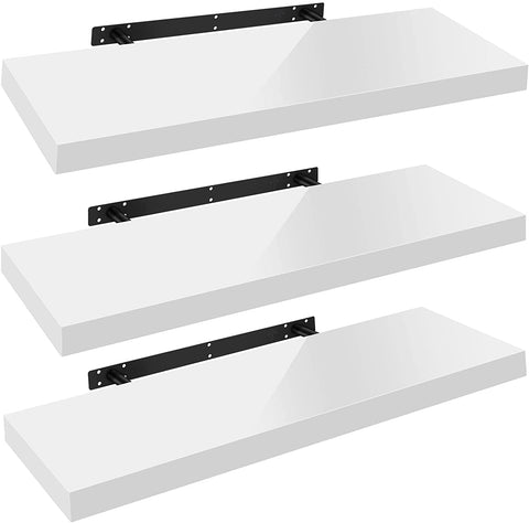 Rootz Set of 3 Wall Shelves - Display Shelves - Storage Shelves - Durable MDF & PVC Veneer - Moisture-Resistant - Easy Installation - Versatile Use - Multiple Lengths x 22.9cm x 3.8cm