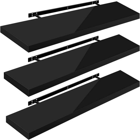 Rootz Set of 3 Wall Shelves - Floating Shelves - Display Ledges - Durable MDF Construction - Versatile & Easy Installation - 110cm x 22.9cm x 3.8cm