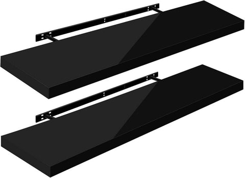 Rootz Set van 2 wandplanken - zwevende planken - displayranden - duurzaam, hoge capaciteit, eenvoudige installatie - 110 cm x 22,9 cm x 3,8 cm
