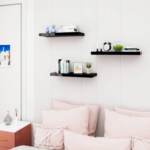 Rootz Set of 3 Wall Shelves - Display Shelves - Storage Shelves - Durable MDF & PVC Veneer - Moisture-Resistant - Easy Installation - 80x22.9x3.8cm