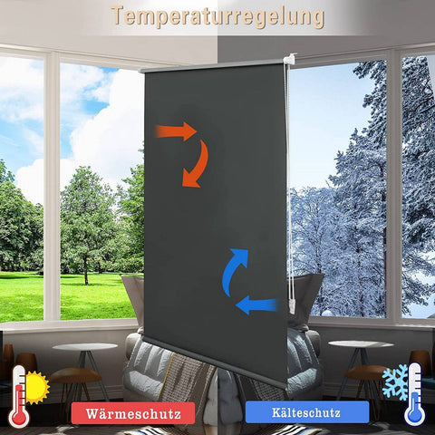 Rootz Blackout Roller Blind - Silver Thermal Coating - Heat Insulation - Easy Install - 100% Polyester - 40-120cm x 130/160/210cm