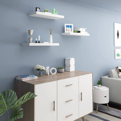 Rootz Set of 3 Wall Shelves - Display Shelves - Storage Shelves - Durable MDF & PVC Veneer - Moisture-Resistant - Easy Installation - Versatile Use - Multiple Lengths x 22.9cm x 3.8cm