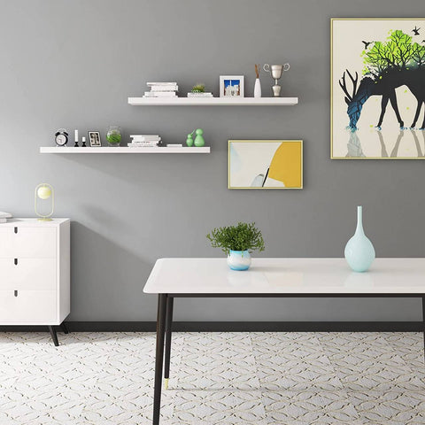 Rootz Set of 2 Wall Shelves - Display Shelves - Floating Shelves - Durable MDF Wood - Space-Saving - Easy Installation - 90cm x 22.9cm x 3.8cm