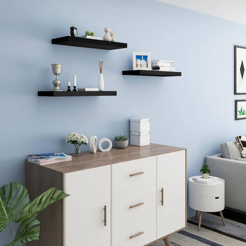 Rootz Set of 3 Wall Shelves - Display Shelves - Storage Shelves - Durable MDF & PVC Veneer - Moisture-Resistant - Easy Installation - 80x22.9x3.8cm