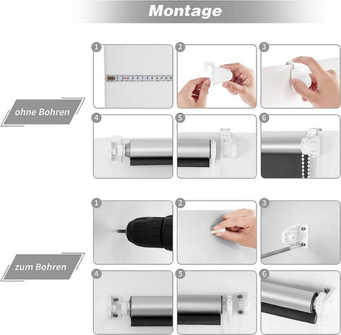 Rootz Dimout Roller Blind - Thermal Shade - Window Covering - Heat Insulation - Black- 70cm x 130cm - No Drilling Needed