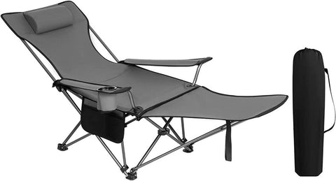 Rootz Ultimate Outdoor Folding Chair - Adjustable Chair - Portable Chair - Comfortable, Lightweight, Durable - 600D Oxford Fabric - 115cm x 88.5cm x 84cm (Sitting), 160cm x 44cm x 84cm (Lying Down)