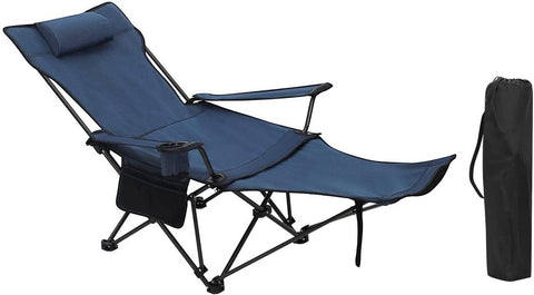 Rootz Ultimate Outdoor Folding Chair - Adjustable Fishing Chair - Portable Camping Seat - Adjustable, Lightweight, Durable - 115cm x 88.5cm x 84cm (sitting), 160cm x 44cm x 84cm (lying down) - Blue