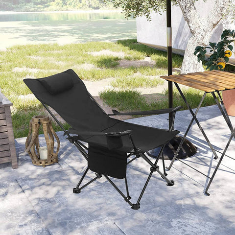 Rootz Ultimate Outdoor Folding Chair - Portable Chair - Adjustable Chair - Durable 600D Oxford Fabric - Lightweight & Compact - Includes Cup Holder - 58.5cm x 88.5cm x 83cm (Sitting), 101cm x 70cm x 83cm (Lying)