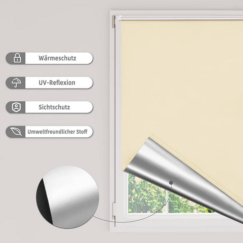 Rootz Thermorollo Roller Blind - Darkening Shade - Thermal Blind - UV Protection - 90x160cm - Easy Install Without Drilling - Brown