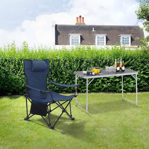 Rootz Ultimate Outdoor Folding Chair - Adjustable Fishing Chair - Portable Camping Seat - Adjustable, Lightweight, Durable - 115cm x 88.5cm x 84cm (sitting), 160cm x 44cm x 84cm (lying down) - Blue