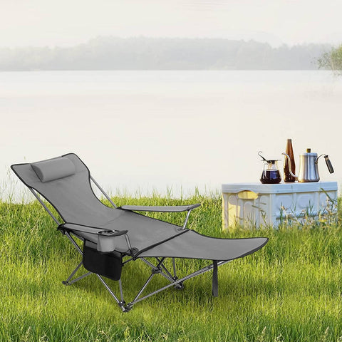 Rootz Ultimate Outdoor Folding Chair - Adjustable Chair - Portable Chair - Comfortable, Lightweight, Durable - 600D Oxford Fabric - 115cm x 88.5cm x 84cm (Sitting), 160cm x 44cm x 84cm (Lying Down)