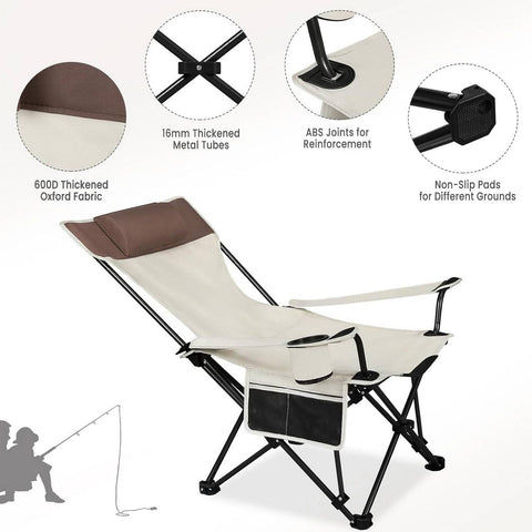 Rootz Ultimate Outdoor Folding Chair - Portable Chair - Adjustable Lounge Chair - Durable 600D Oxford Fabric - Lightweight & Compact - Adjustable Backrest - 58.5cm x 88.5cm x 83cm (Sitting), 101cm x 70cm x 83cm (Lying)