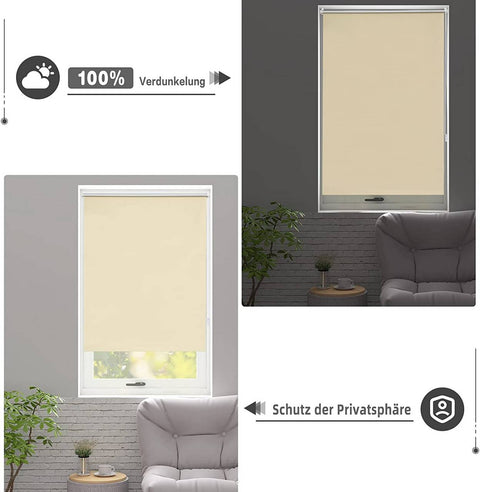 Rootz Roller Blind - Thermorollo - Sun Shade - Heat Insulation - 105x160cm - Brown- Easy Install, Durable, Water-Resistant, Tearproof
