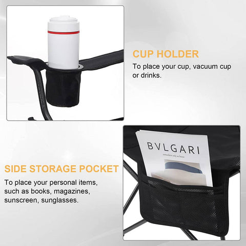 Rootz Ultimate Outdoor Folding Chair - Portable Chair - Adjustable Chair - Durable 600D Oxford Fabric - Lightweight & Compact - Includes Cup Holder - 58.5cm x 88.5cm x 83cm (Sitting), 101cm x 70cm x 83cm (Lying)